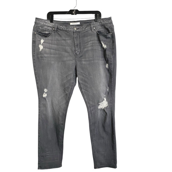 Eunina Mid Rise Skinny Ankle Jeans Womens 2XL 2x 15/17 Gray Distressed Crop - Picture 1 of 12